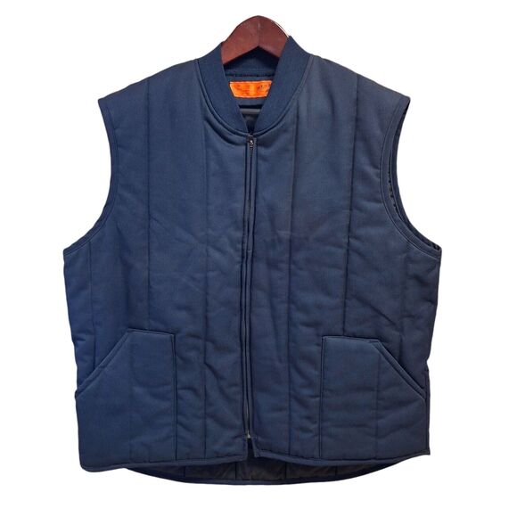 Red Kap Quilted Work Utility Vest Men Size XXL REG Navy Blue Zip-Up Outdoors